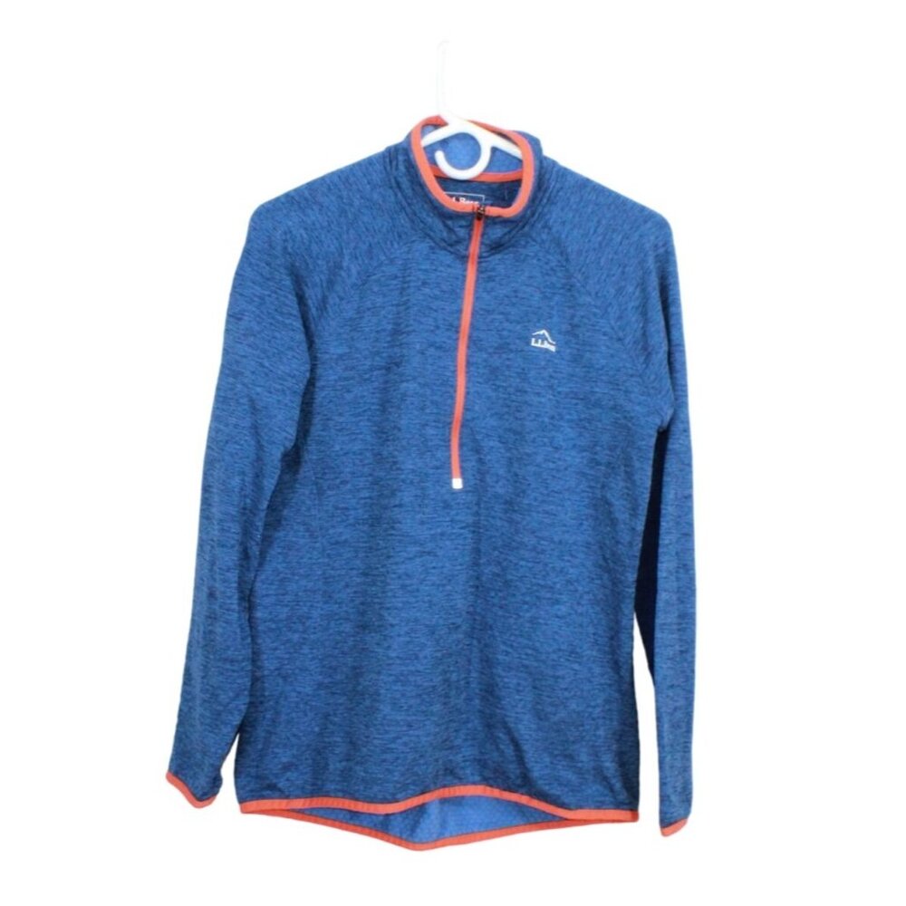 LL Bean Adventure Grid Fleece Quarter Zip Pullover Collegiate Blue M